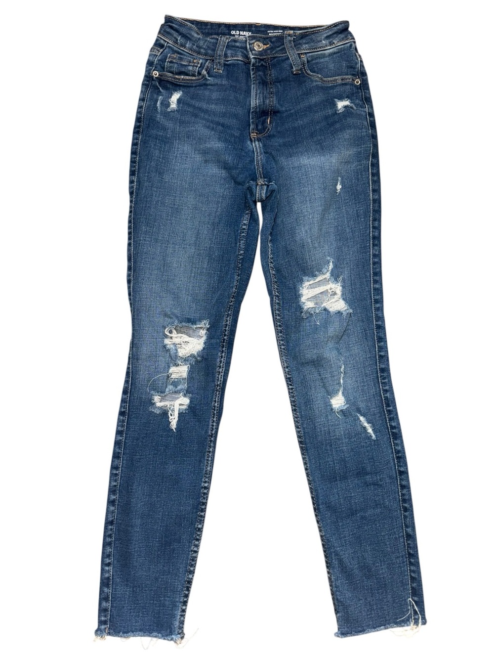 Old Navy Rockstar Extra High Rise Super Skinny Distressed Jeans Size 0